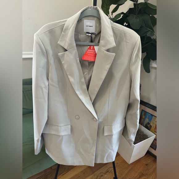 Extro&Vert Light Grey Double Breasted Women’s Oversized office Blazer Size XL - Picture 3 of 14